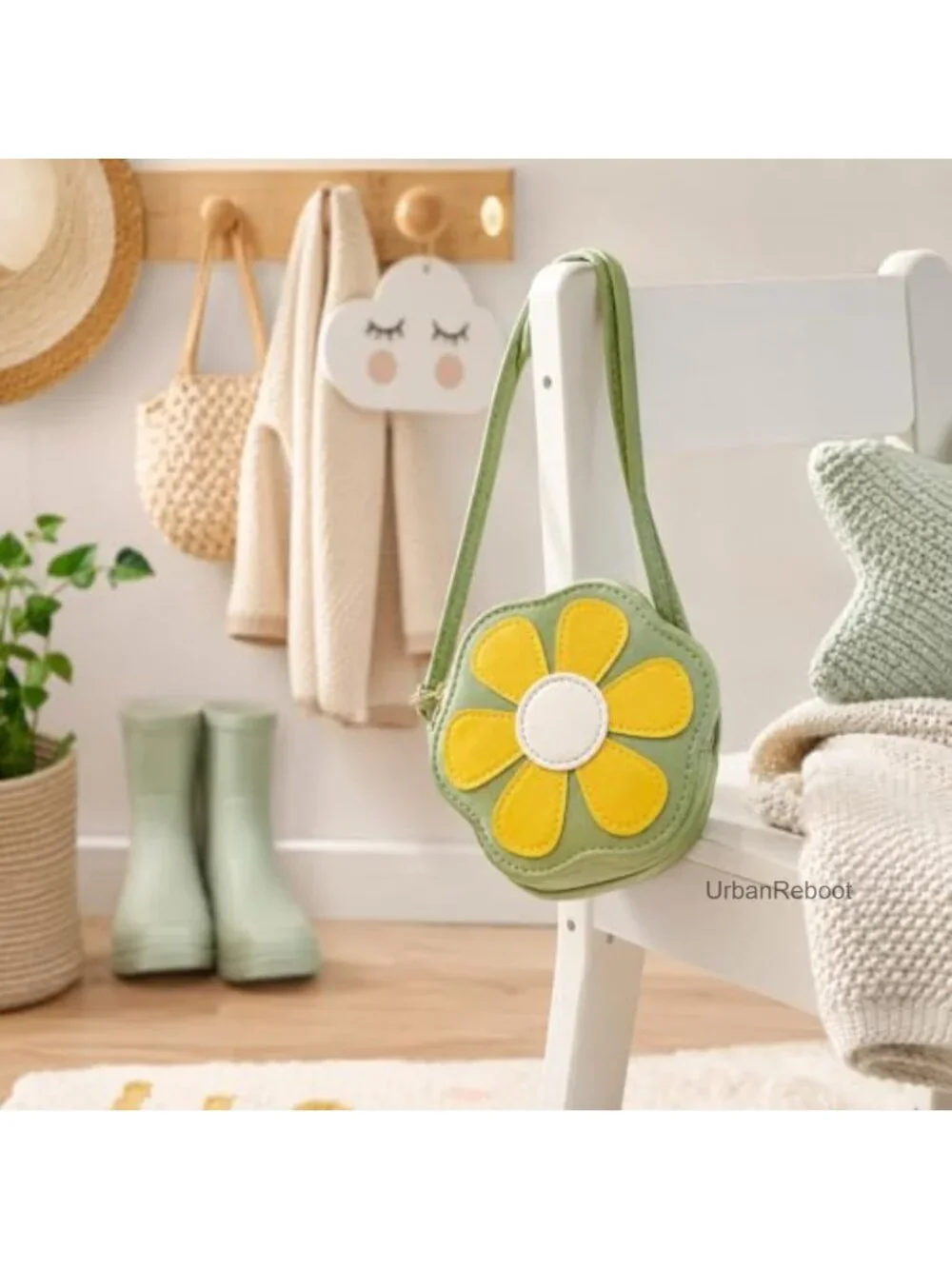 Girls Floral Crossbody Mini Bag Set PU Leather Lightweight Zipper